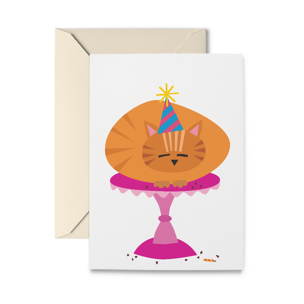 Cake Cat Birthday Greeting Card