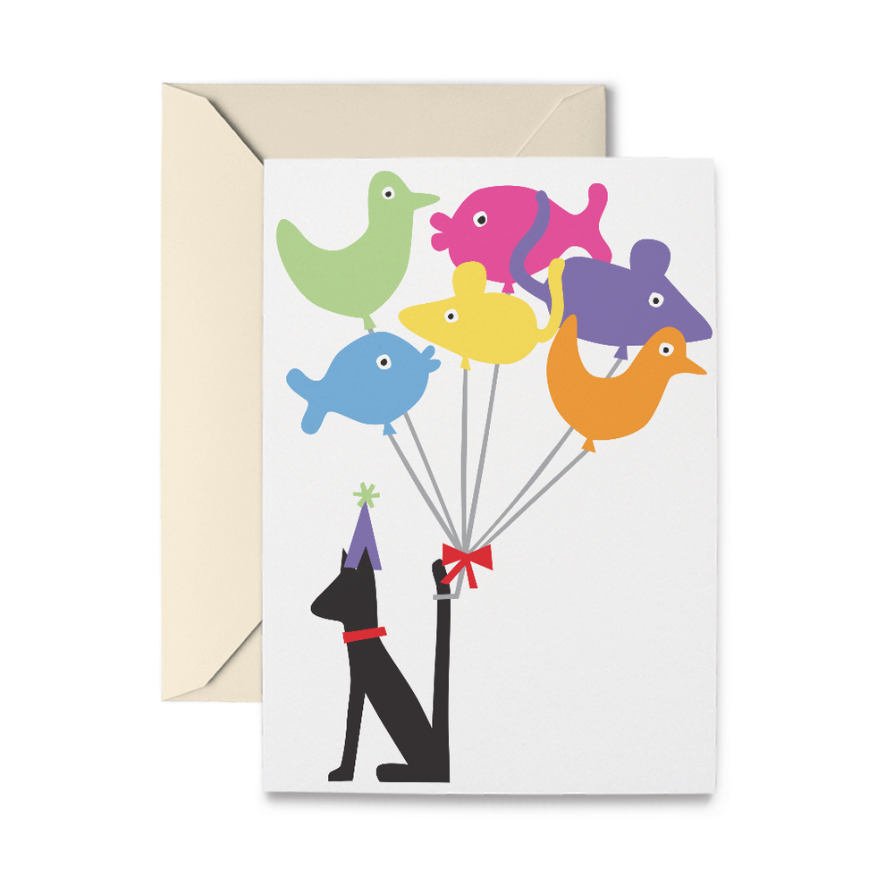Cat & Balloons Greeting Card
