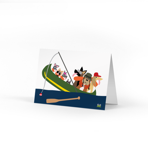 Dogs In Canoe Note Cards
