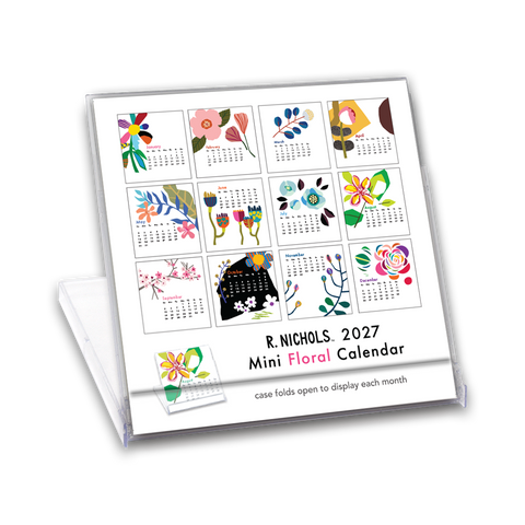 Floral Mini Desk Calendar 2027