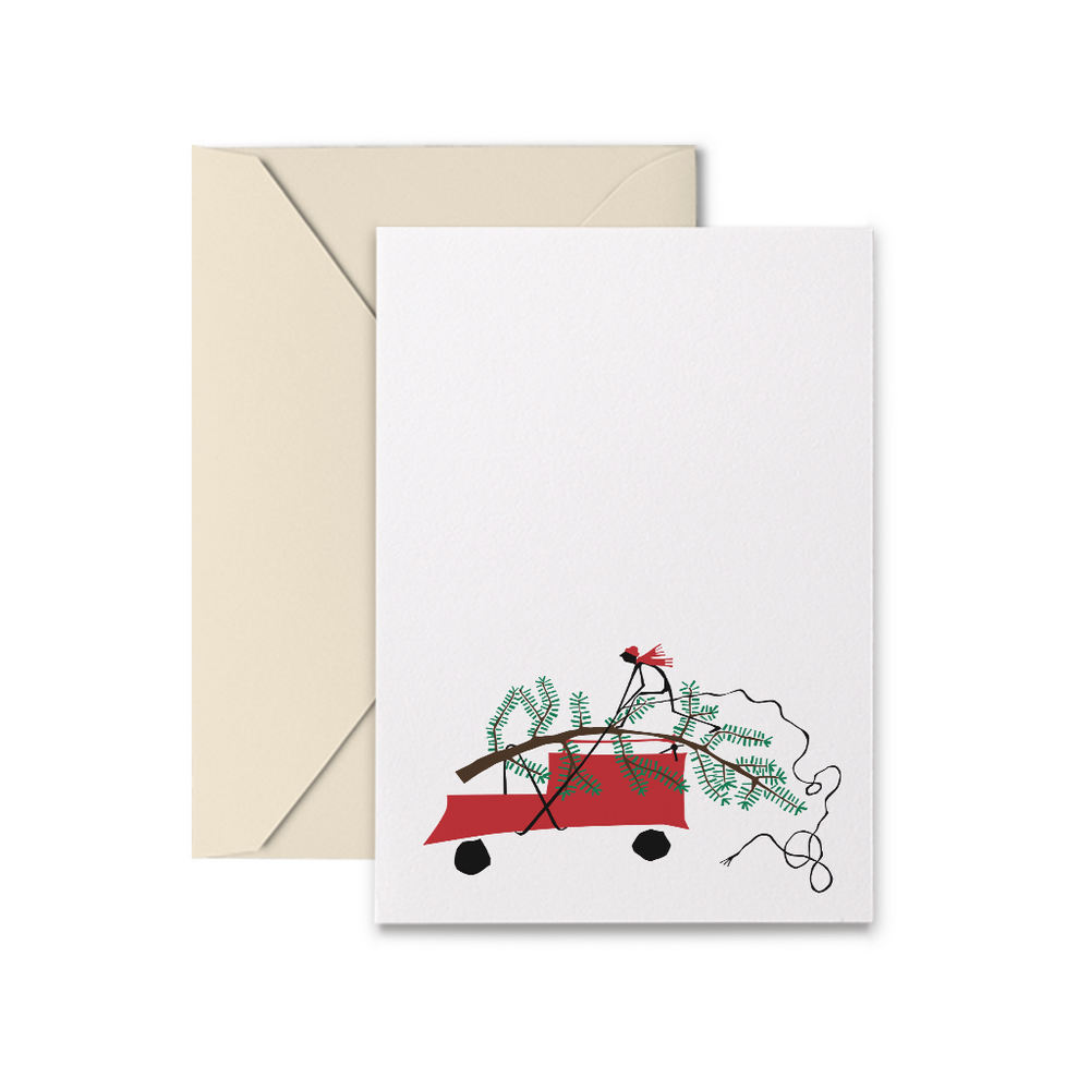 Man on Car Holiday Gift Tags