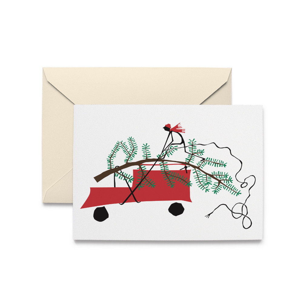 Man on Car Holiday Cards