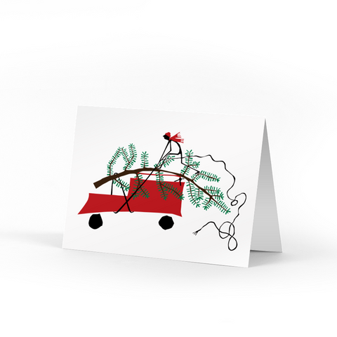 Man on Car Holiday Cards