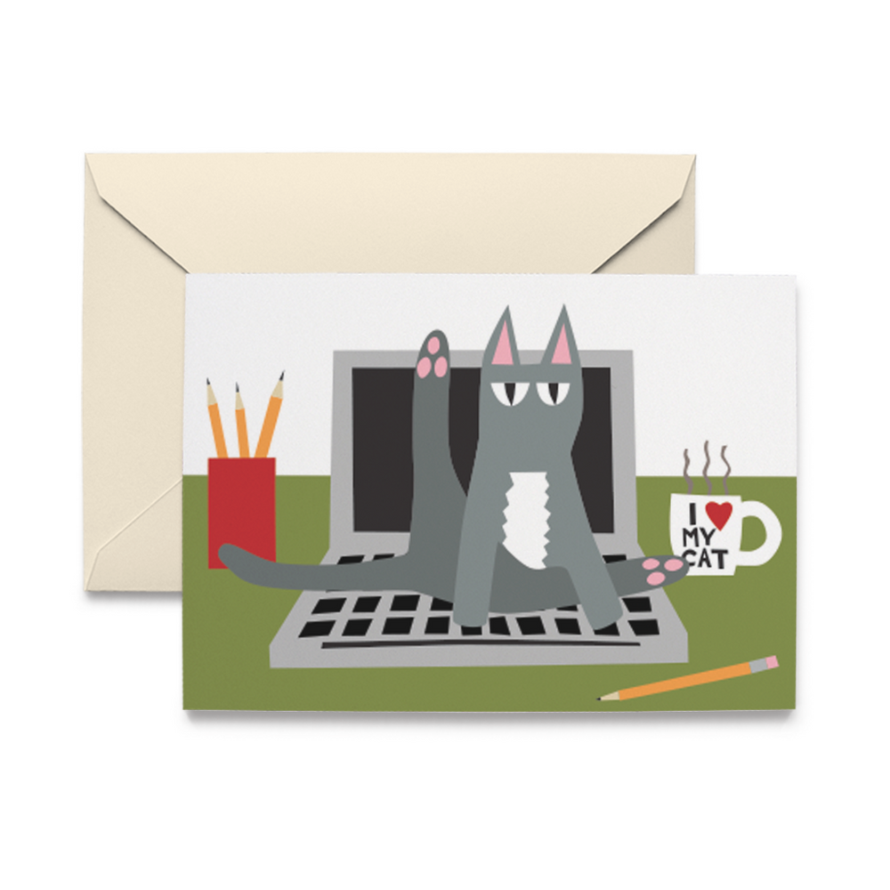 Cat on Keyboard Note Cards