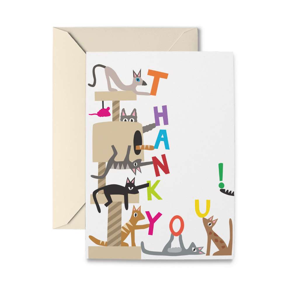 Cat Tree Thank You Greeting Card