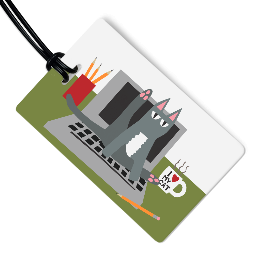 Cat on Keyboard Luggage Tag