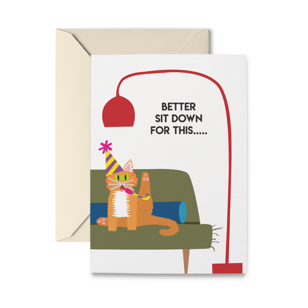 Couch Cat Birthday Greeting Card