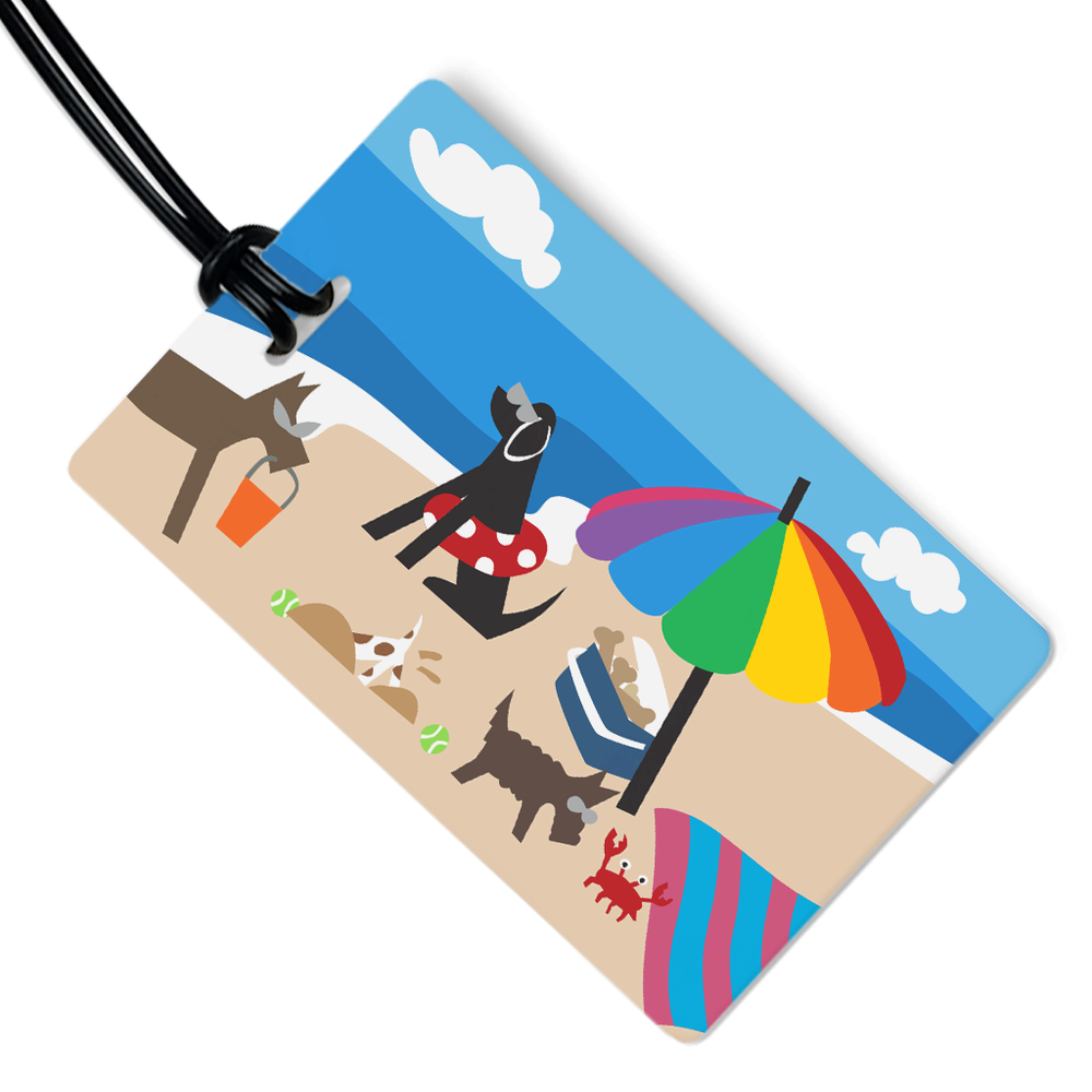 Doggie Beach Bums Luggage Tag
