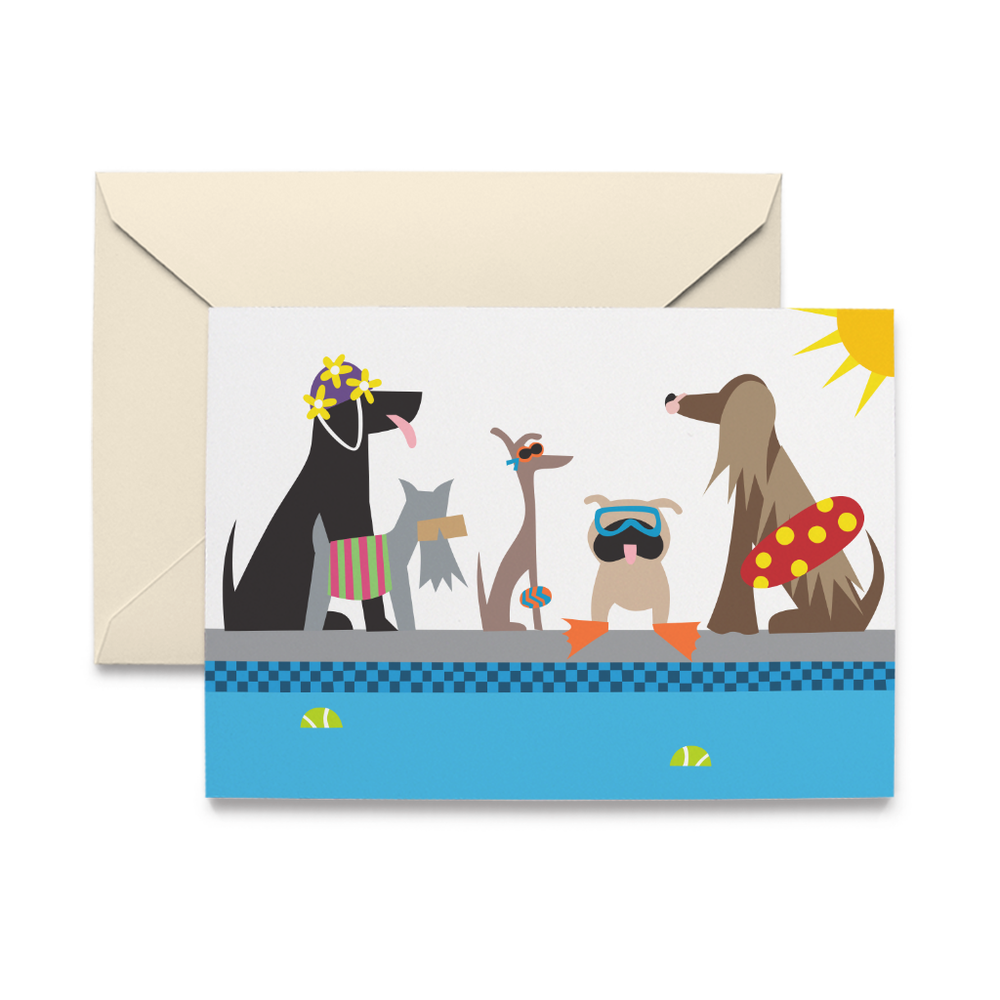 Doggie Swim Party Note Cards