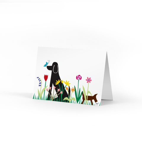 Dogs in Garden Note Cards