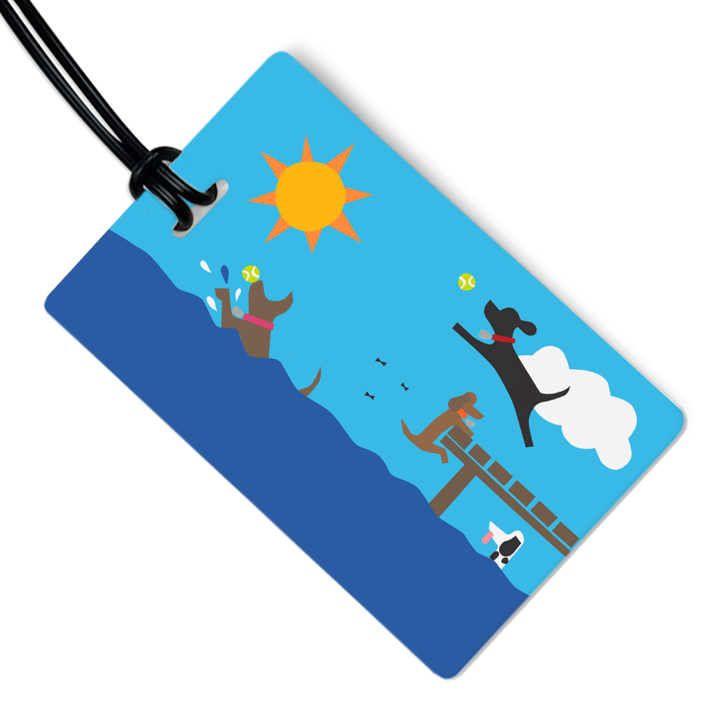 Dogs in Lake Luggage Tag