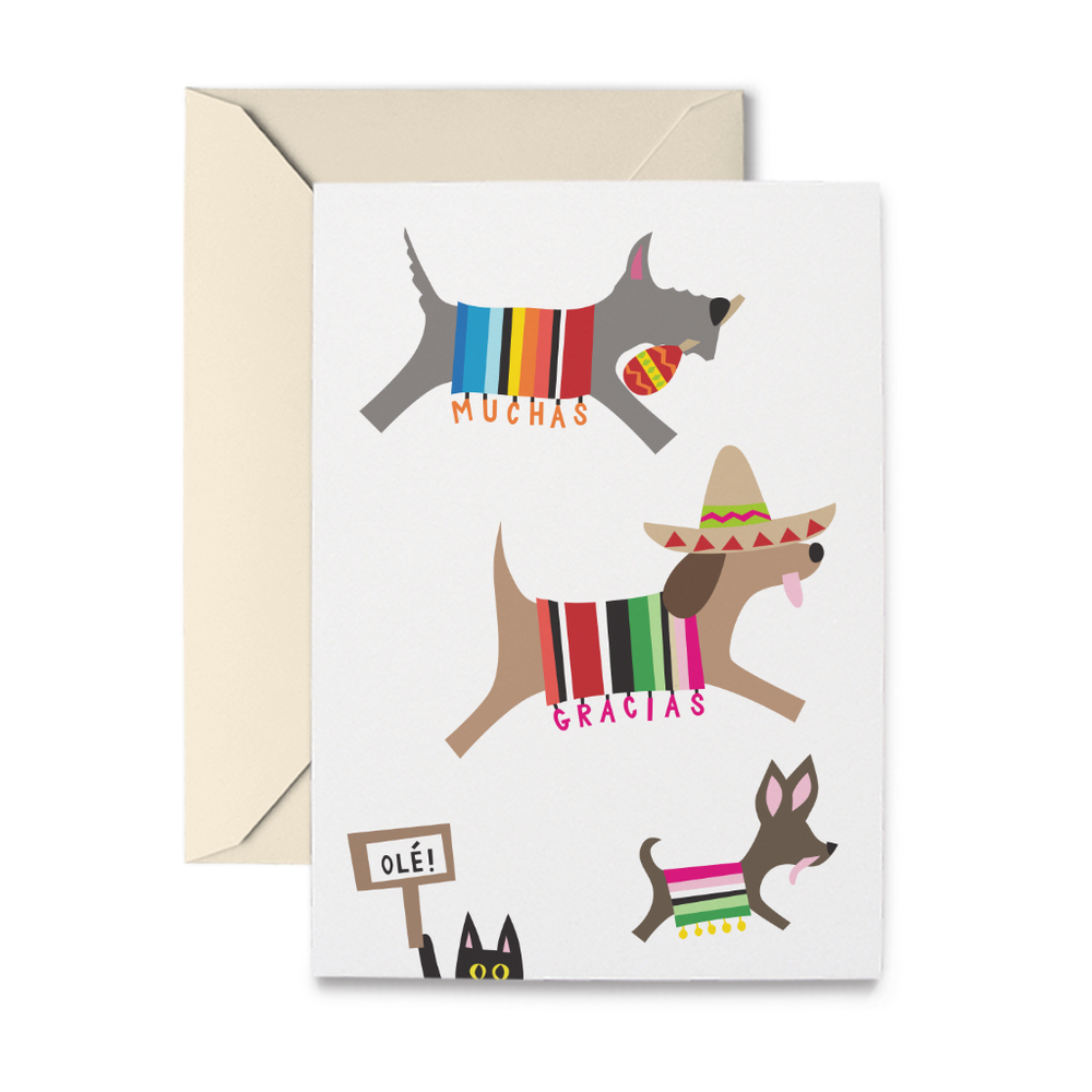 Spanish Doggies Thank You Note Cards